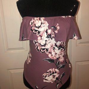 Off The Shoulder Floral Print Bodysuit
